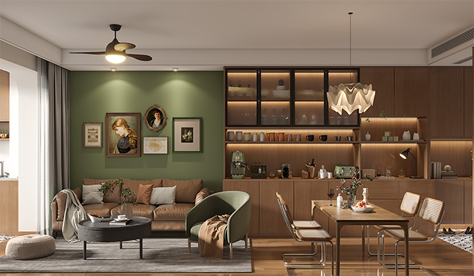 金水府87平复古混搭风格装修效果图