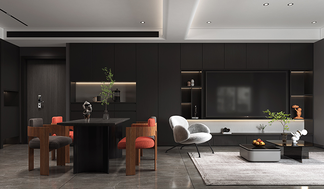 运河上郡112平现代风格装修效果图