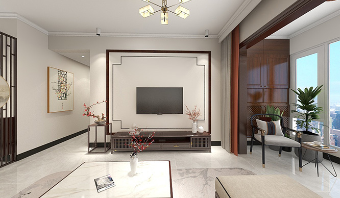 中海锦园126平中式风格装修效果图
