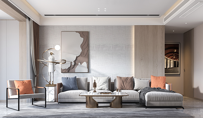 象湖壹号142平现代风格三居室装修效果图