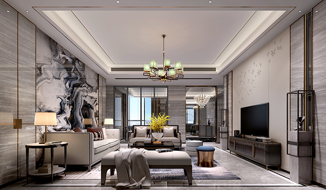 公园府140平现代轻奢风格装修效果图
