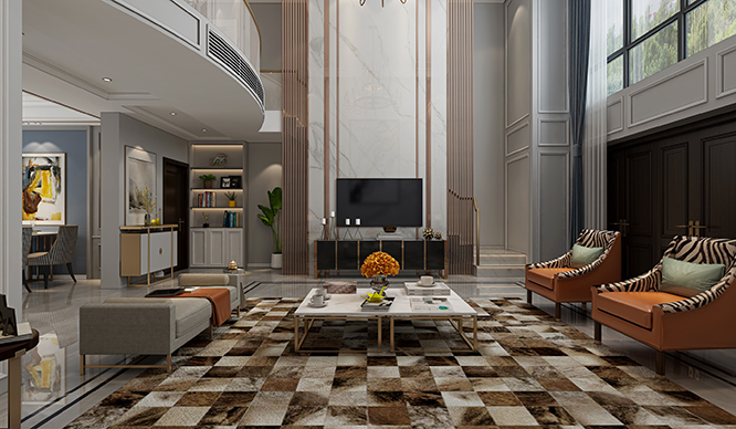 清水苑200平现代轻奢风格装修效果图