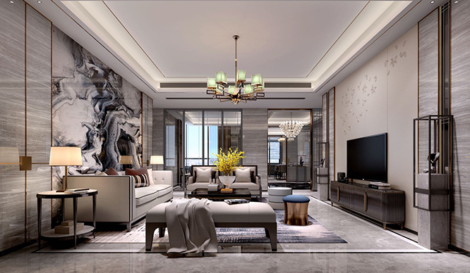 博林天瑞180平新中式风格装修效果图