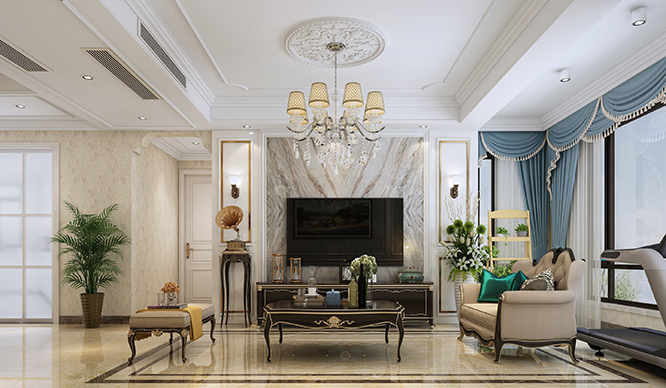 绿都澜湾121平简欧风格装修效果图