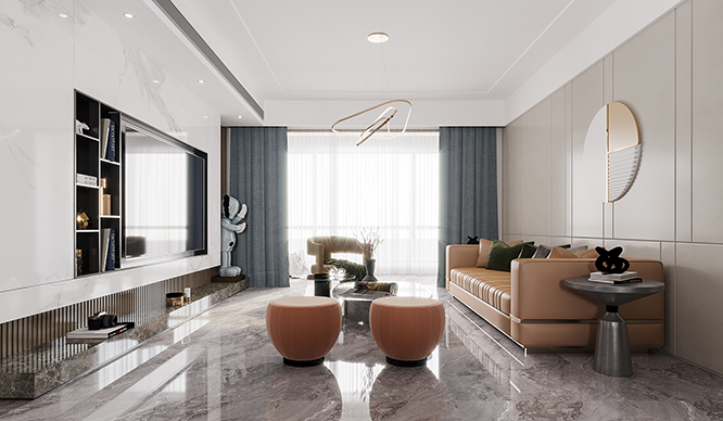 金水府130平现代风格三居室装修效果图