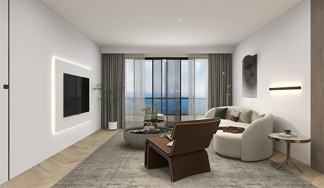 泉舜上城126平现代极简风格三居室装修效果图