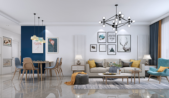 绿地璀璨天城122平现代风格三居室装修效果图