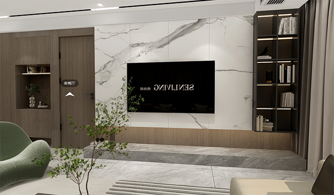 海马公园140平轻奢风格四居室装修VR全景图