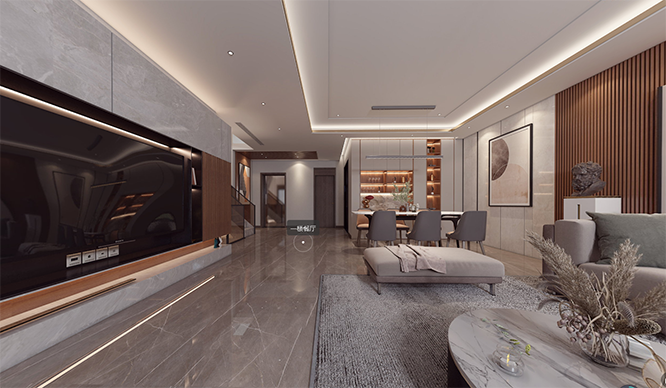 普罗理想国西五苑400平现代风格别墅装修VR全景图