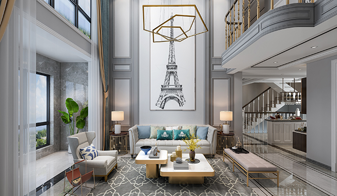 南熙福邸260平现代轻奢风格四居室装修效果图