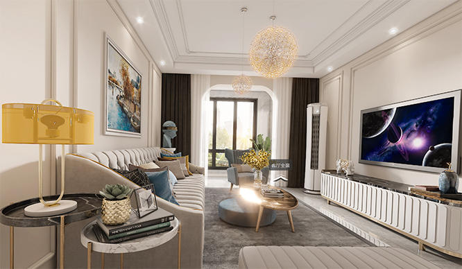 龙之梦120平简欧风格三居室装修VR全景图