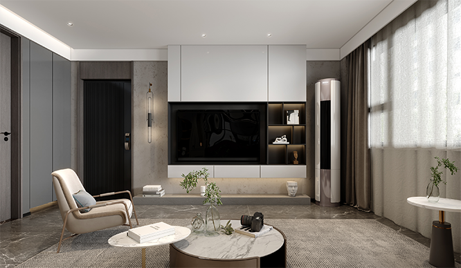 报业大厦家属院113平现代风格三居室装修效果图
