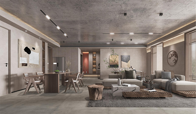 美景东望184平诧寂风格四居室装修效果图