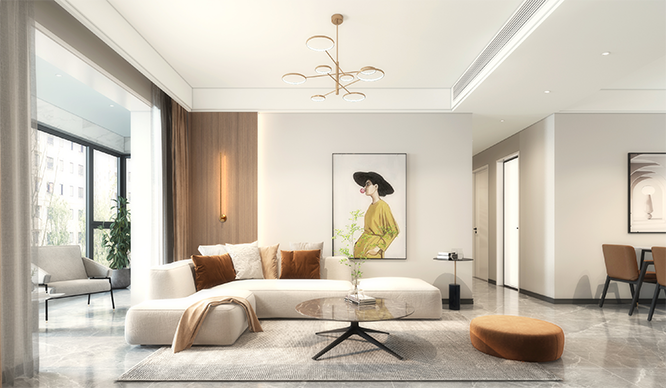 绿地花语城清风苑117平现代风格三居室装修效果图