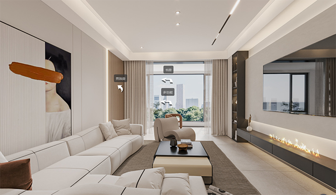 中原宸院360平极简风格复式装修VR全景图