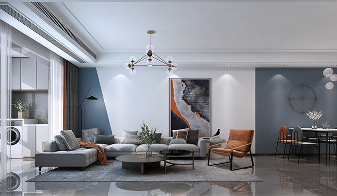 鑫苑国际新城130平现代风格三居室装修效果图