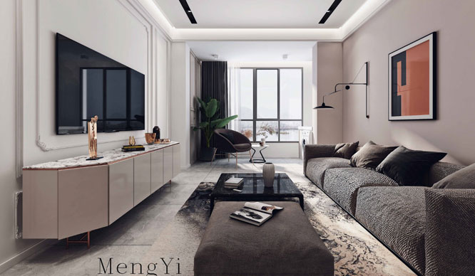 水榭华城89平现代法式风格装修VR全景图