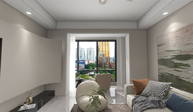 富田九鼎公馆142平现代风格四居室装修VR全景图