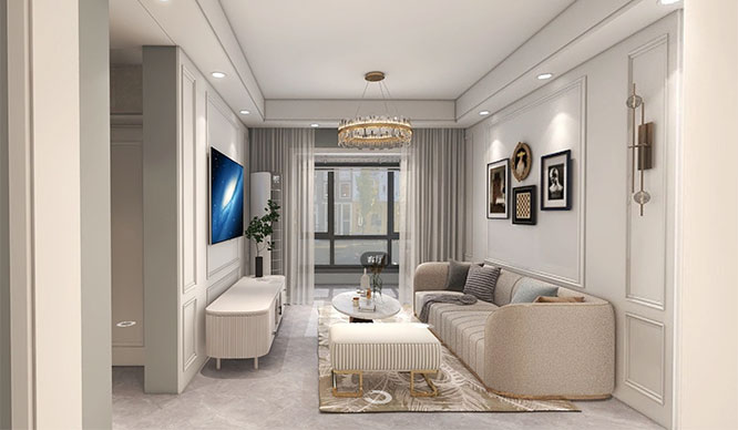 泰宏建业82平法式风格两居室装修VR全景图