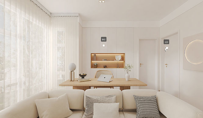 首座国际73平日式原木风格装修VR全景图