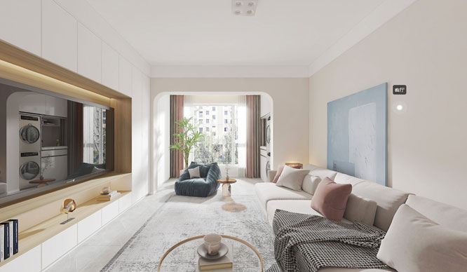 绿都阑湾98平现代风格三居室装修VR全景图