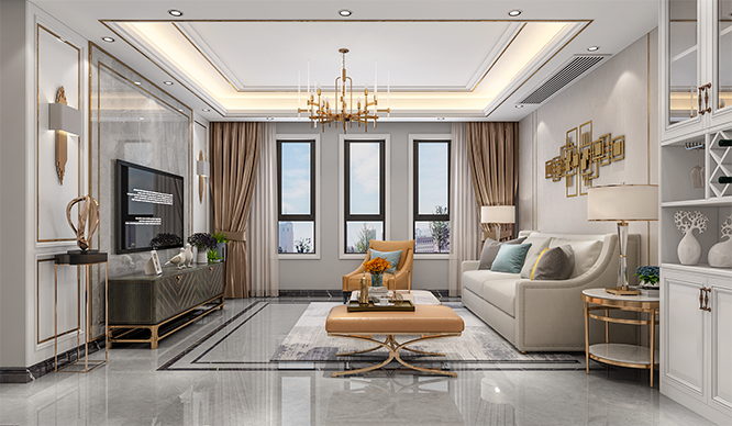 普罗旺世174平美式轻奢风格四居室装修效果图