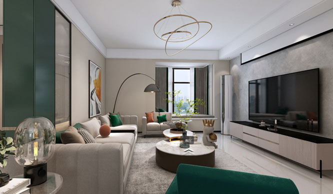 阳光花苑140平现代风格三居室装修VR全景图