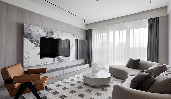 九鼎公馆140平现代风格三居室装修效果图