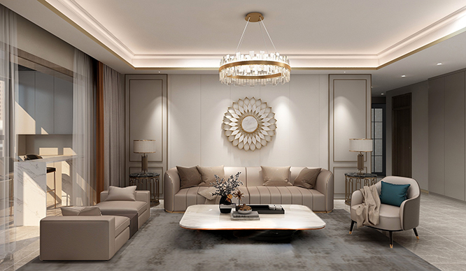 恒大悦龙台143平现代轻奢风格四居室装修效果图
