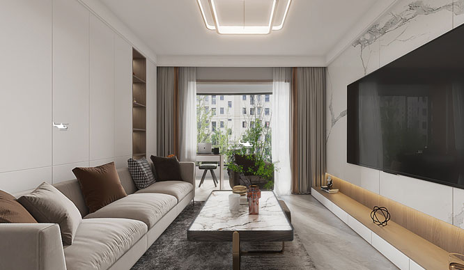 刘岗小新城128平现代风格装修VR全景图