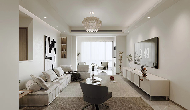 西耿河家属院120平现代风格装修效果图