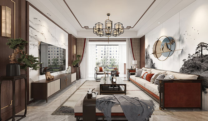 中海如园150平新中式风格装修VR全景图