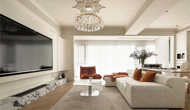 申兴华庭128平法式轻奢风格三居室装修效果图