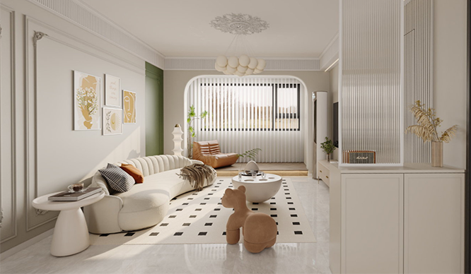郑州智慧城云筑140平现代奶油风格装修效果图