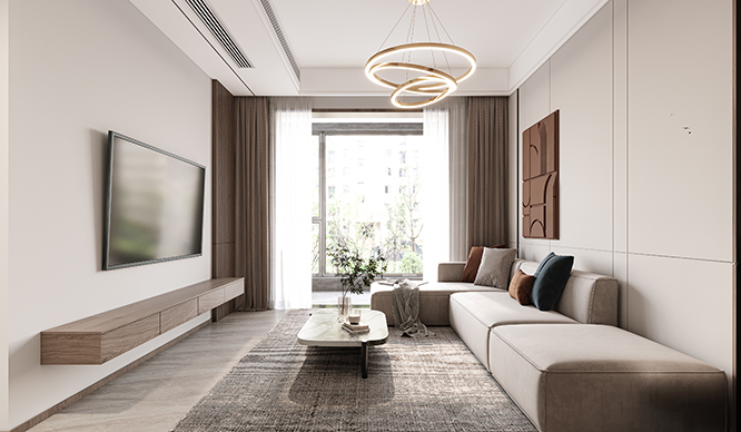 建业春天里99平现代简约风格装修效果图