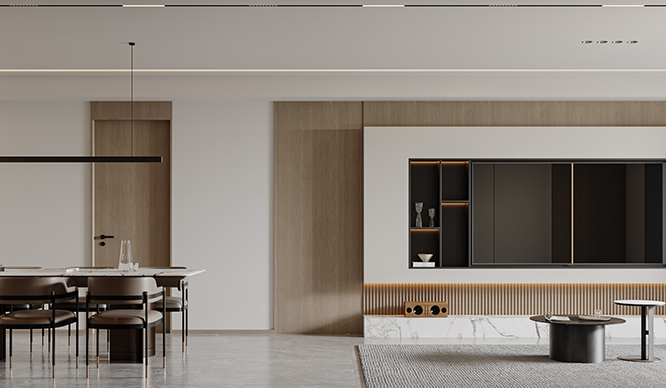 腾威城137平现代极简风格三居室装修效果图